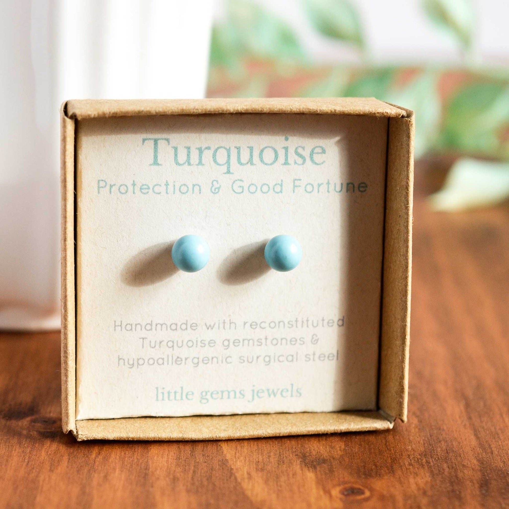 Turquoise ball stud earrings in gift box