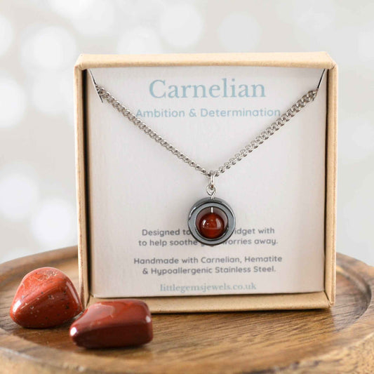 Carnelian Fidget Spinner Necklace