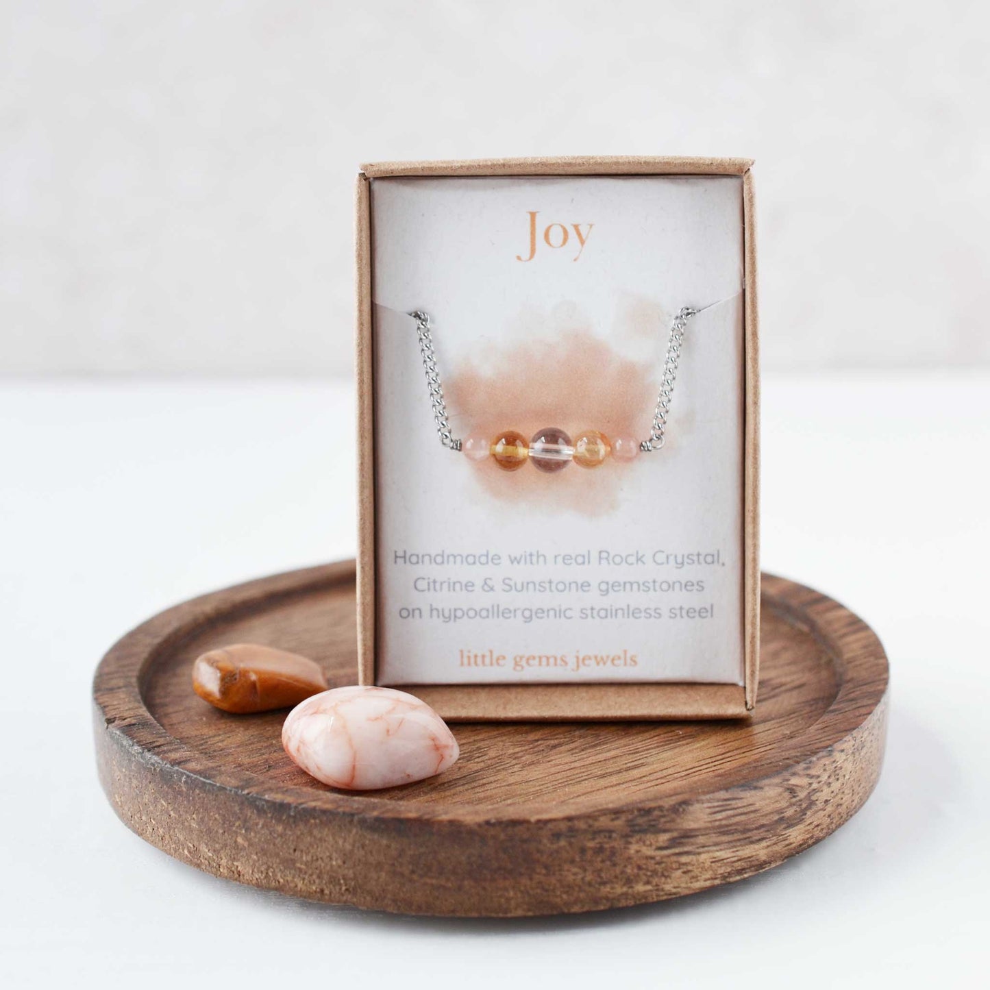 Gemstones for Joy necklace in eco friendly gift box