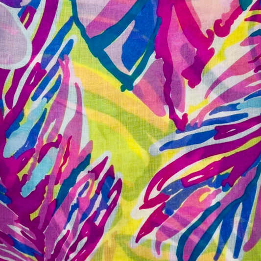 Yellow Tropical Flowers & Leaves Scarf