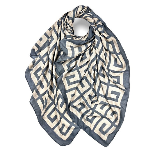 Grey Maze Print Scarf