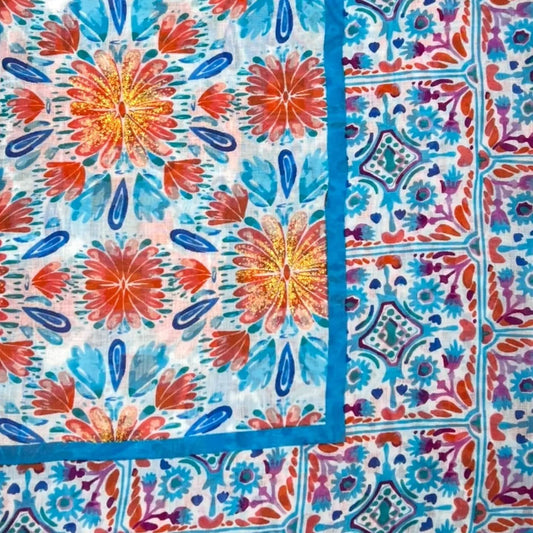 Orange Mosaic Flower Scarf