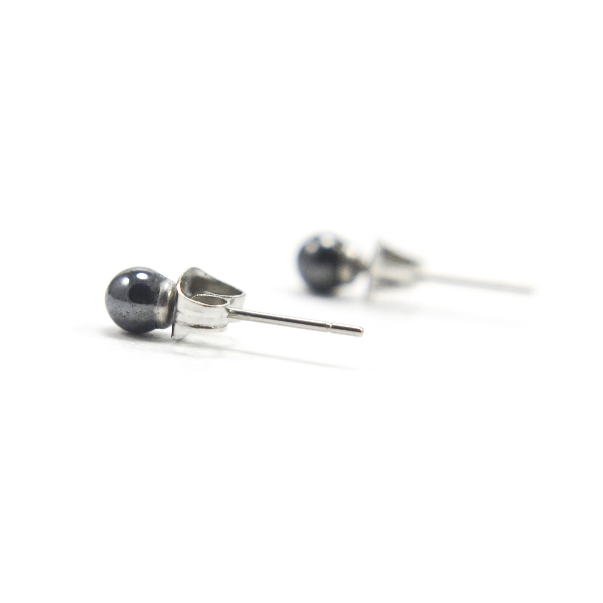 Hematite & Surgical Steel Stud Earrings Small