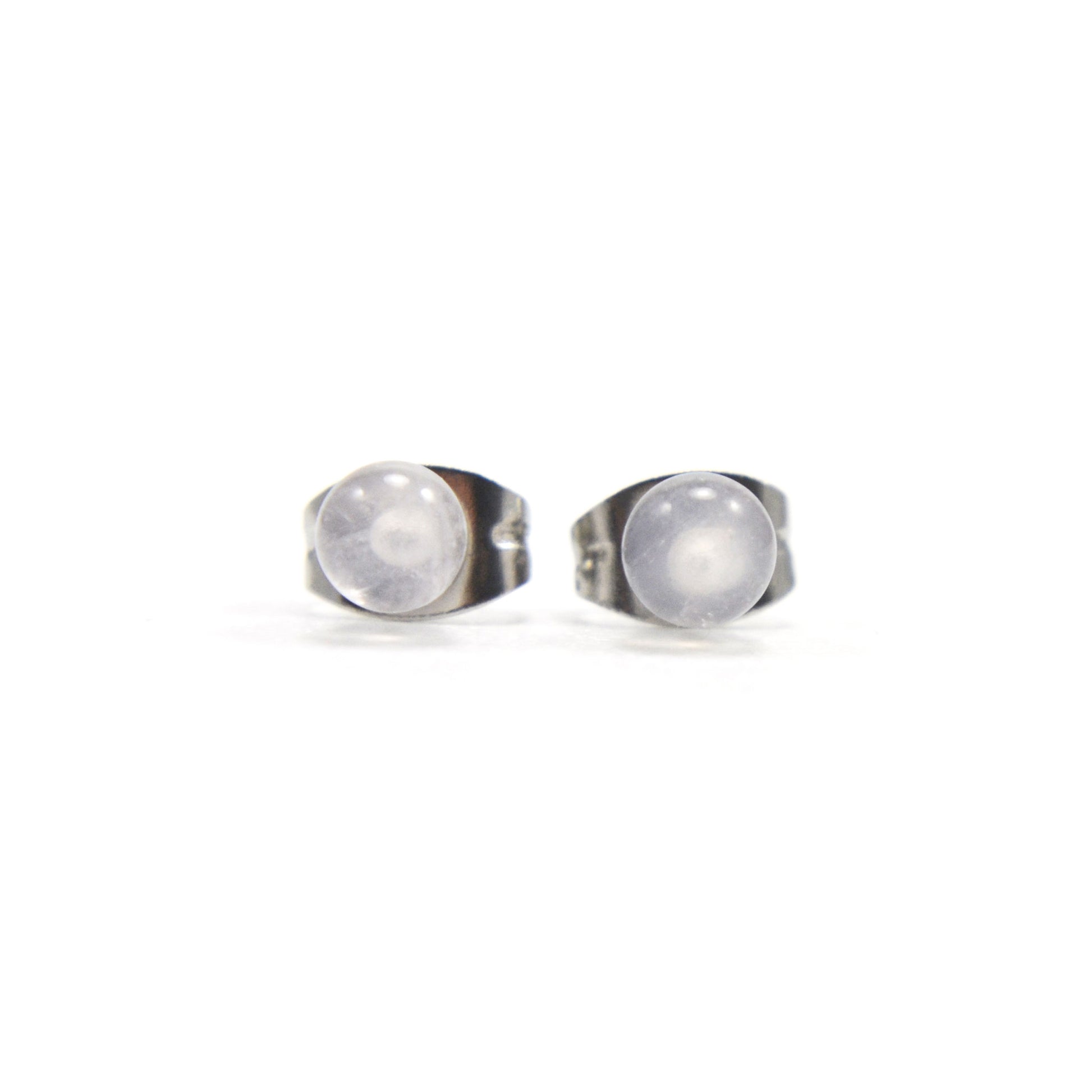 4mm Rose Quartz Ball Studs Hypoallergenic