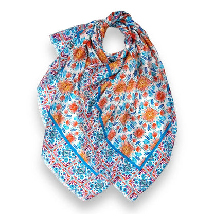 Orange Mosaic Flower Scarf