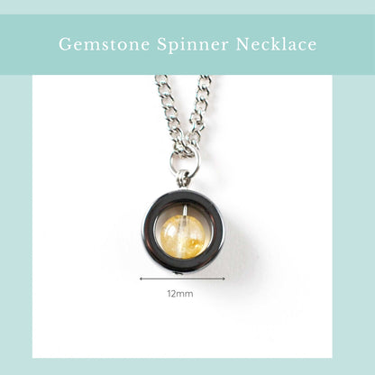Size guide Citrine gemstone spinner necklace, width 12mm.