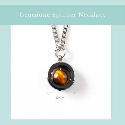 Size guide for Tigers Eye gemstone spinner pendant, width 12mm.