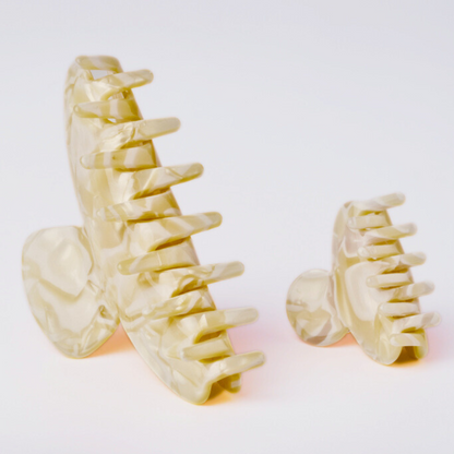 Two hair clips on a white background