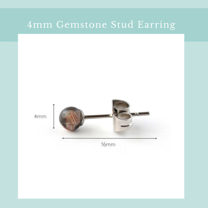 4mm gemstone stud earring size graphic - width 4mm, length 16mm.