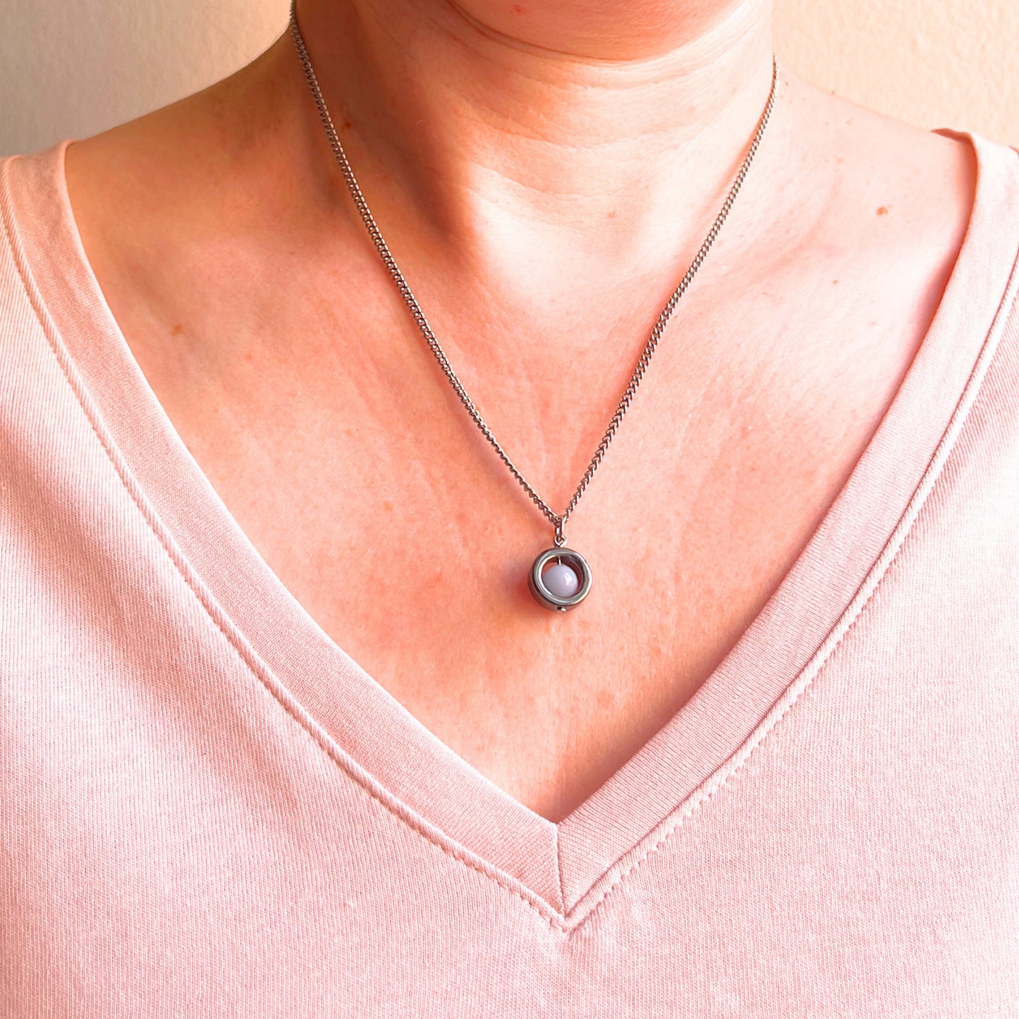 Angelite Fidget Spinner Necklace