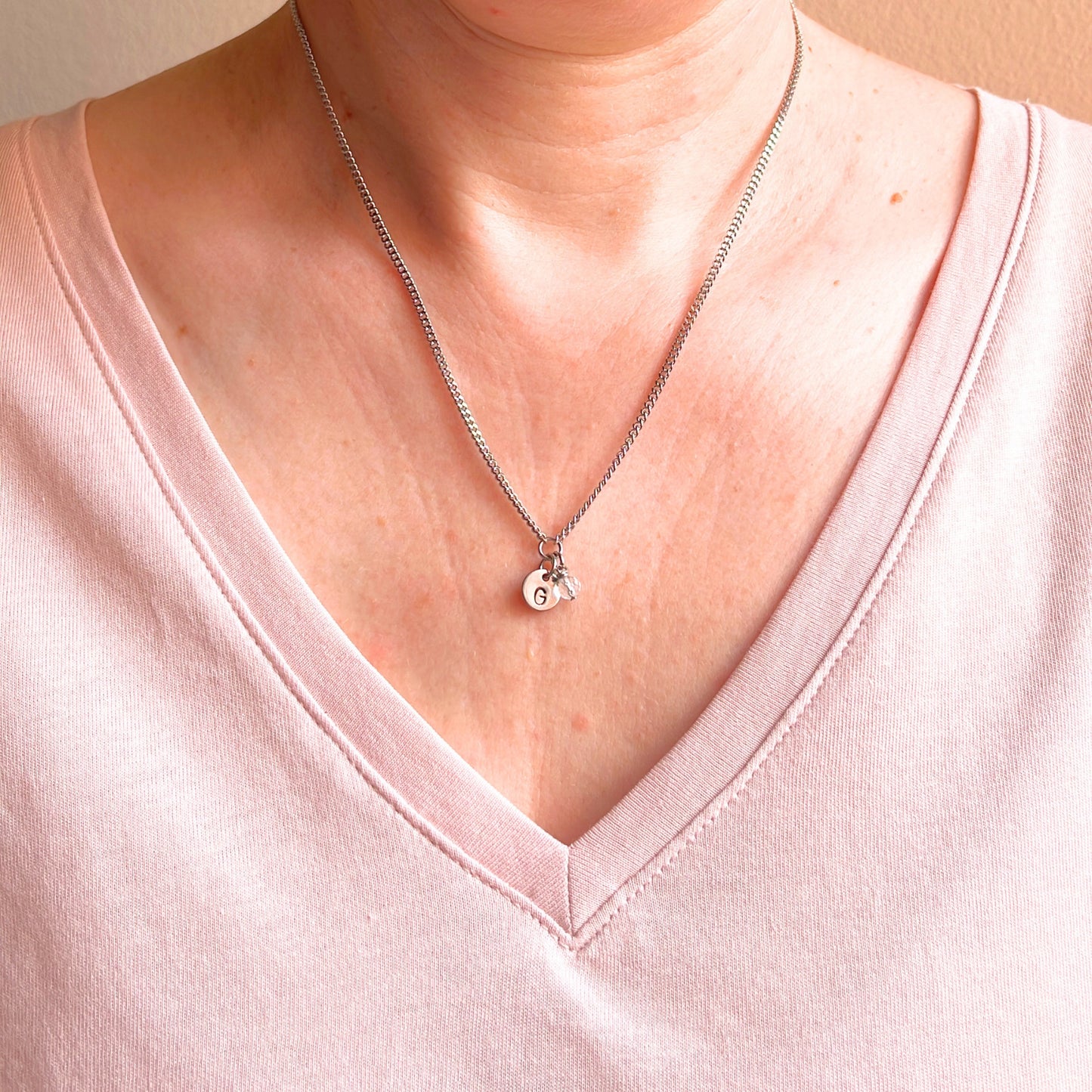 April Birthstone Initial Necklace