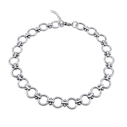 Stainless steel chain necklace on a white background