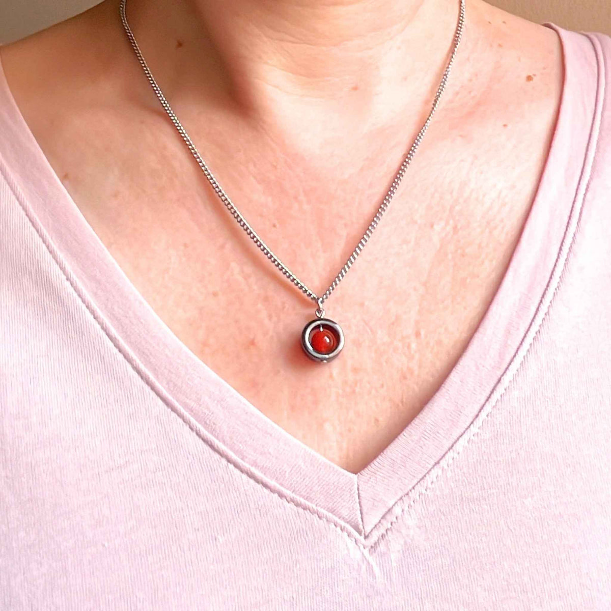 Carnelian Fidget Spinner Necklace