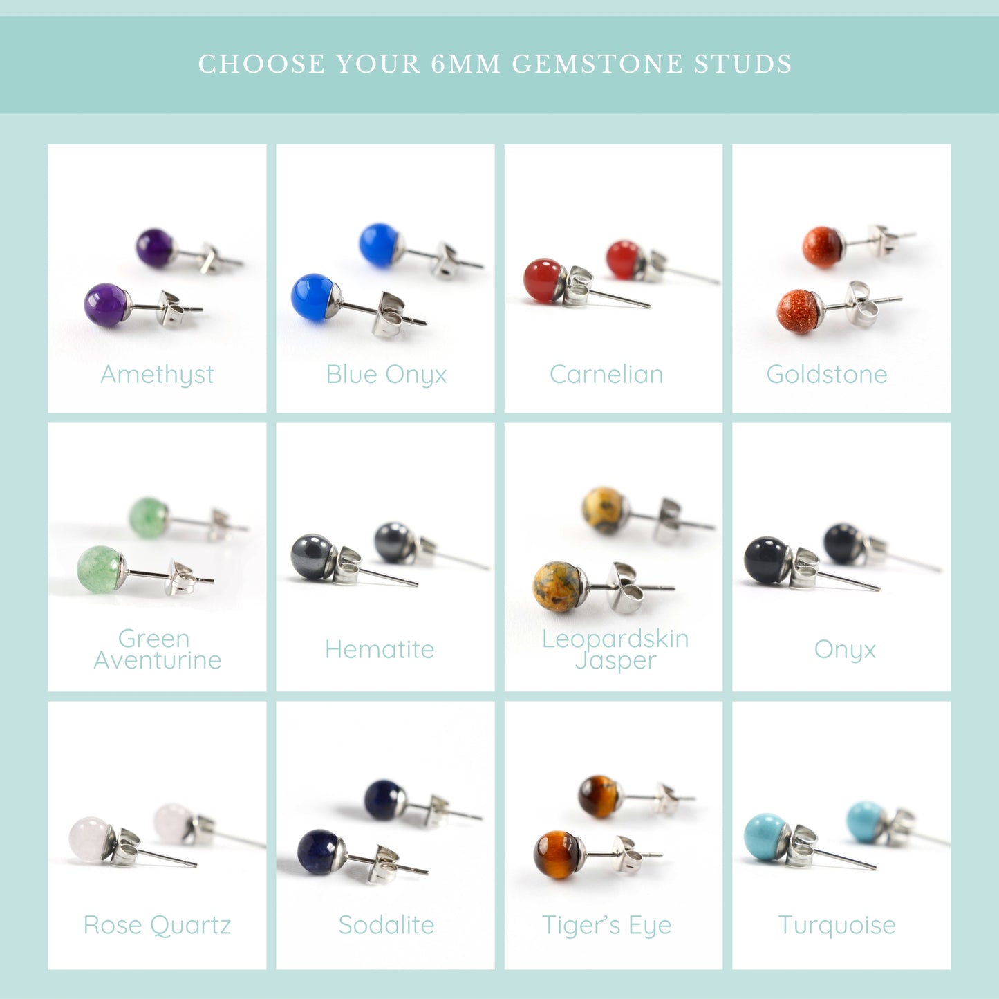 Custom Gift Set 4mm & 6mm Gemstone Stud Earrings