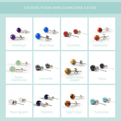 Custom Gift Set 4mm & 6mm Gemstone Stud Earrings
