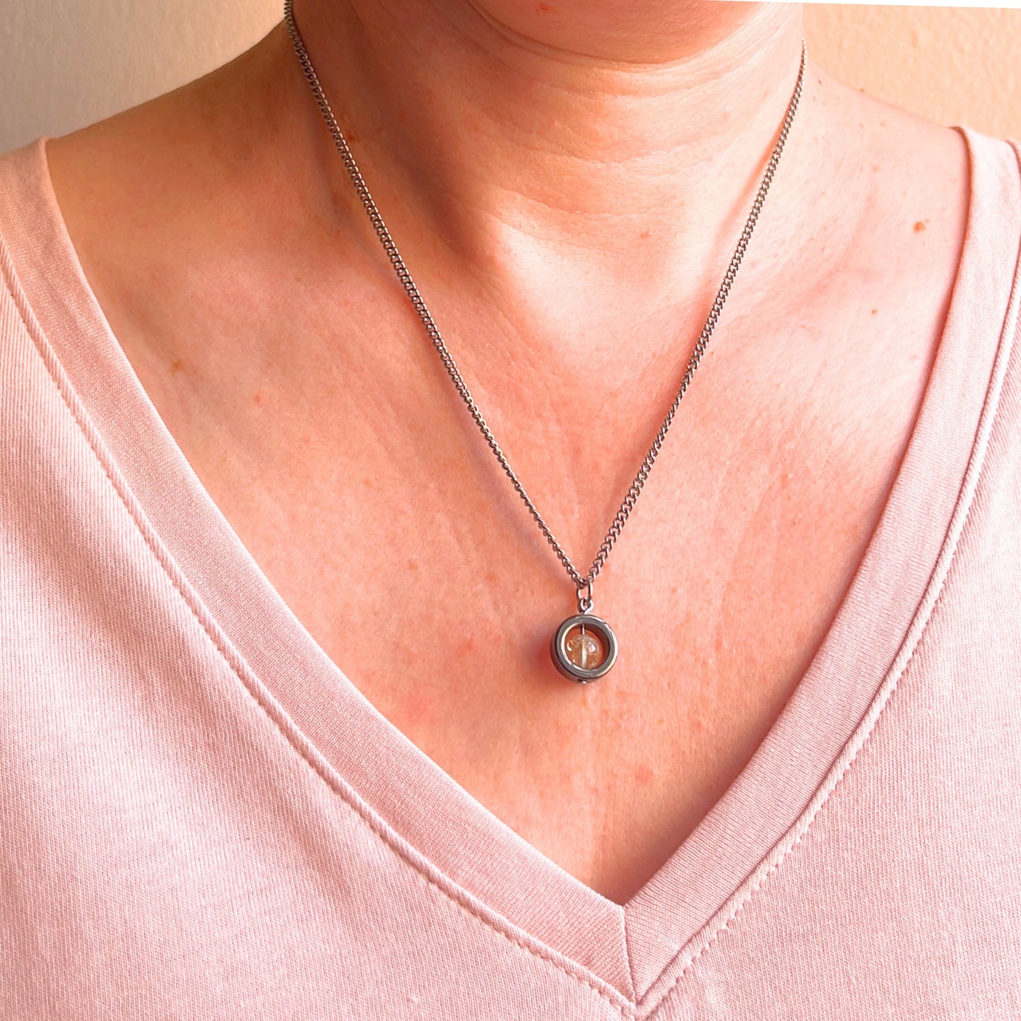 Citrine Fidget Spinner Necklace