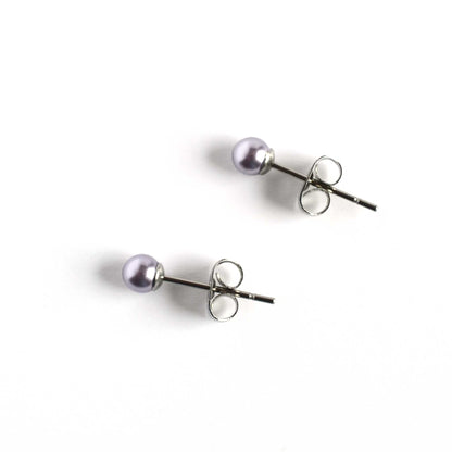 4mm Purple Faux Pearl Studs On White Background