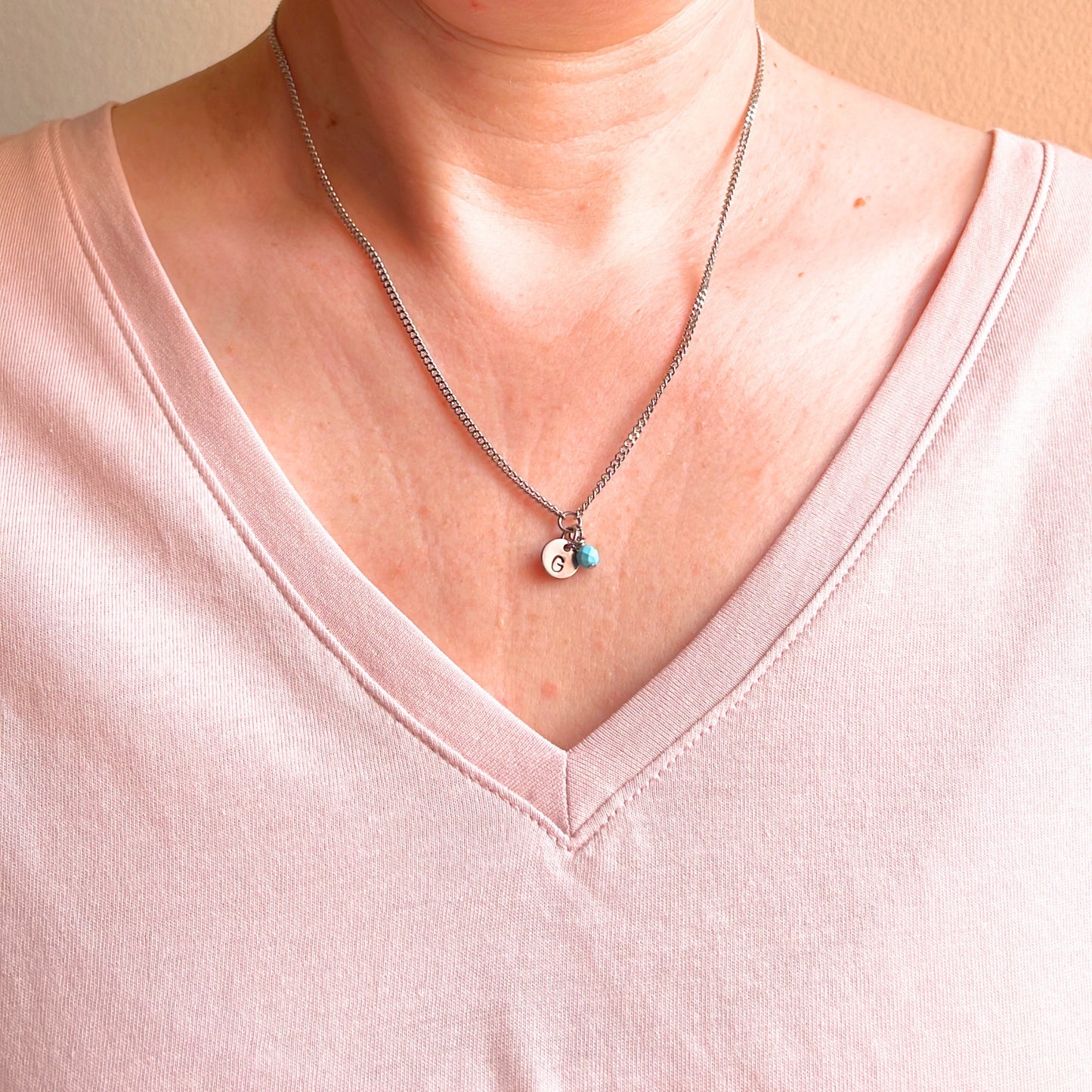 December Birthstone Initial Necklace