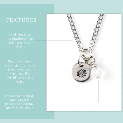 April Birthflower With Birthstone Necklace
