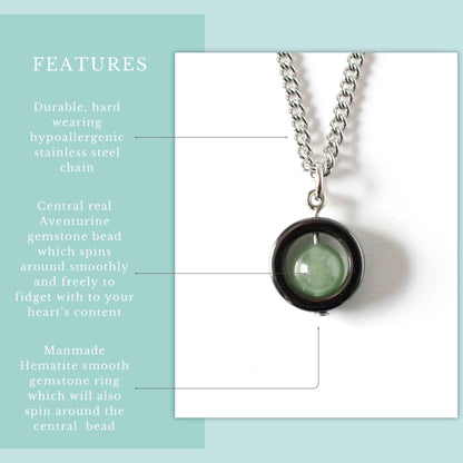 Green Aventurine Fidget Spinner Necklace