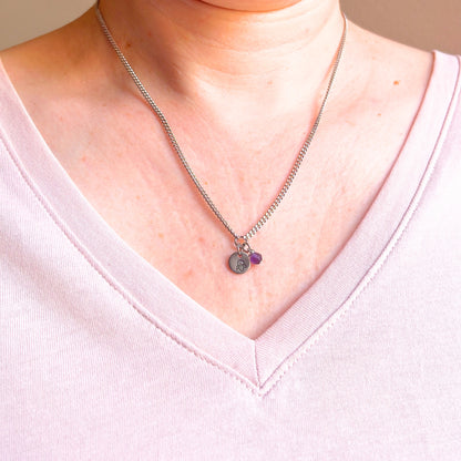 February Birthflower With Birthstone Necklace