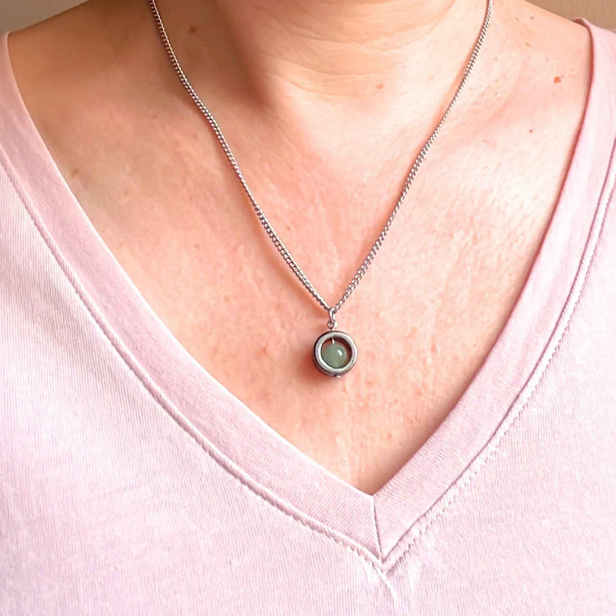 Green Aventurine Fidget Spinner Necklace