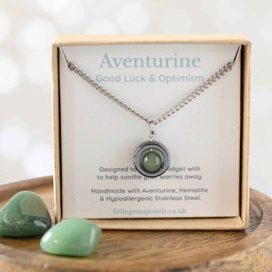 Green Aventurine Fidget Spinner Necklace