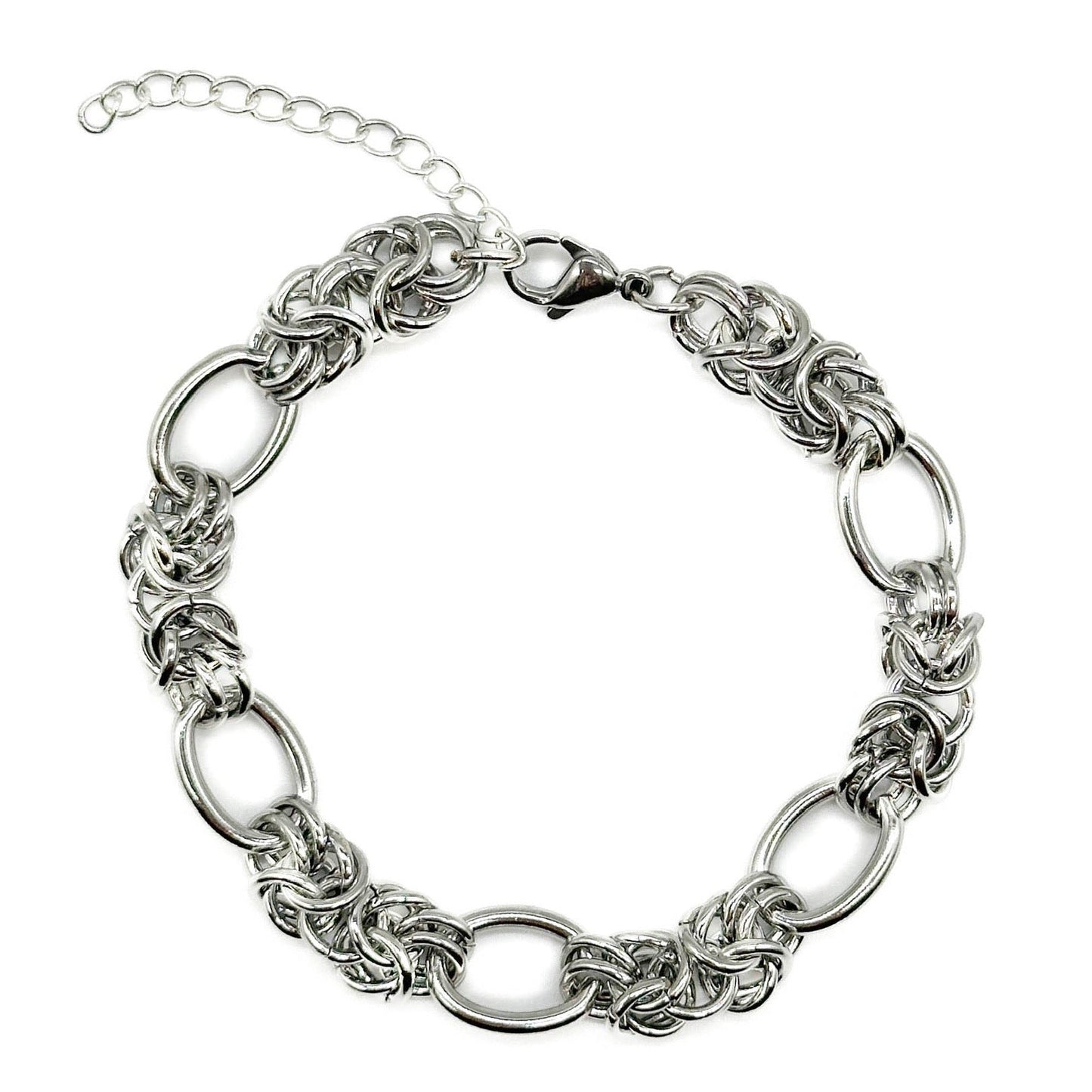 Stainless steel chain bracelet on a white background