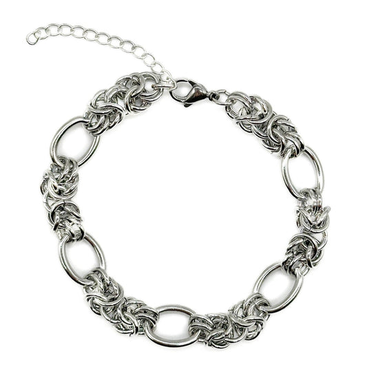 Stainless steel chain bracelet on a white background