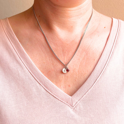 January Birthstone Initial Necklace