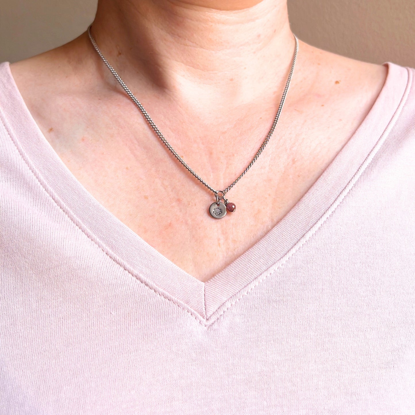 July Birthflower With Birthstone Necklace