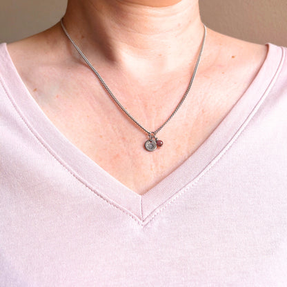 July Birthflower With Birthstone Necklace