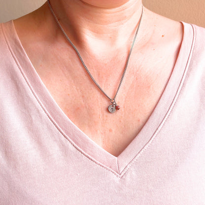 July Birthstone Initial Necklace