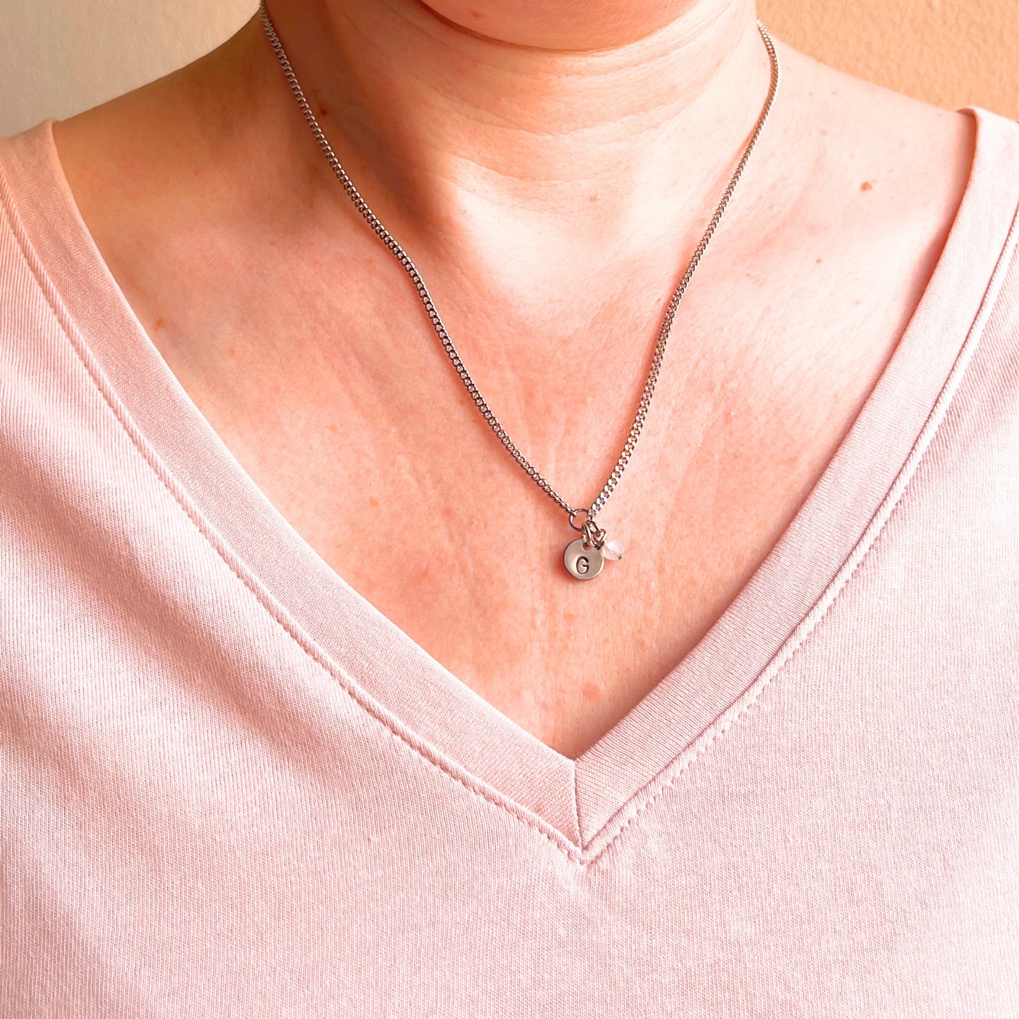 June Birthstone Initial Necklace