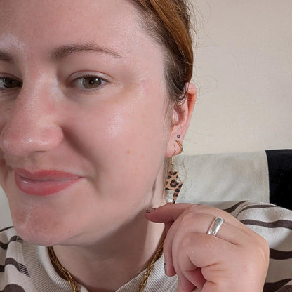 Mini leopard print lightning bolt earrings