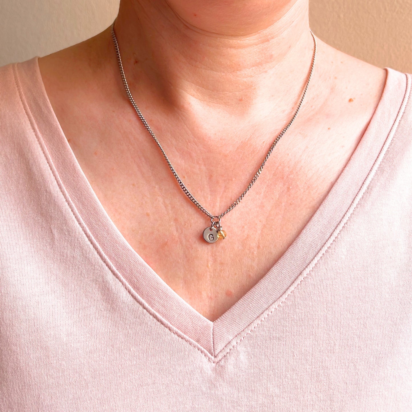 November Birthstone Initial Necklace