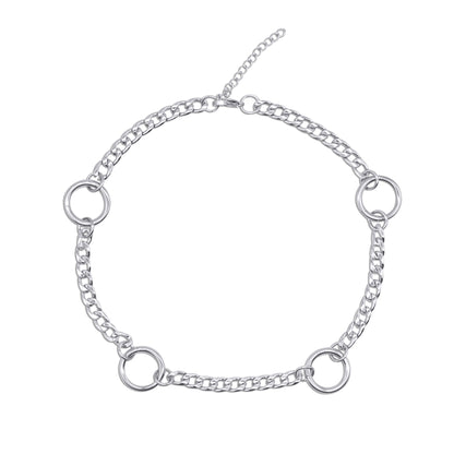 Stainless steel chain necklace on a white background