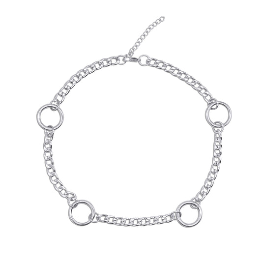 Stainless steel chain necklace on a white background