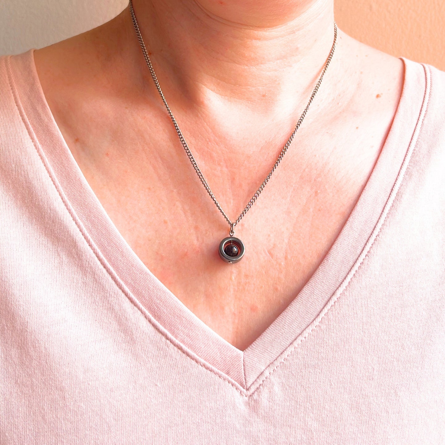 Onyx Fidget Spinner Necklace