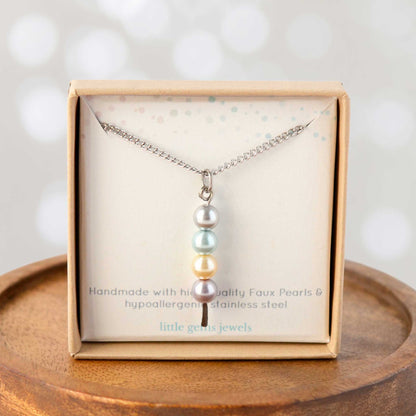 Faux pearl stack pendant in eco friendly gift box