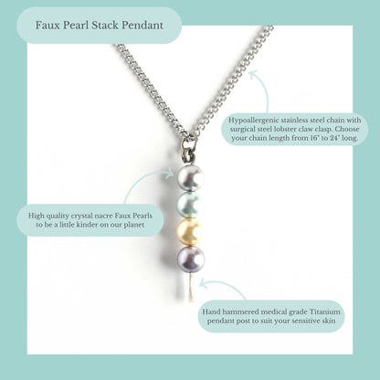 Faux pearl stack pendant information graphic