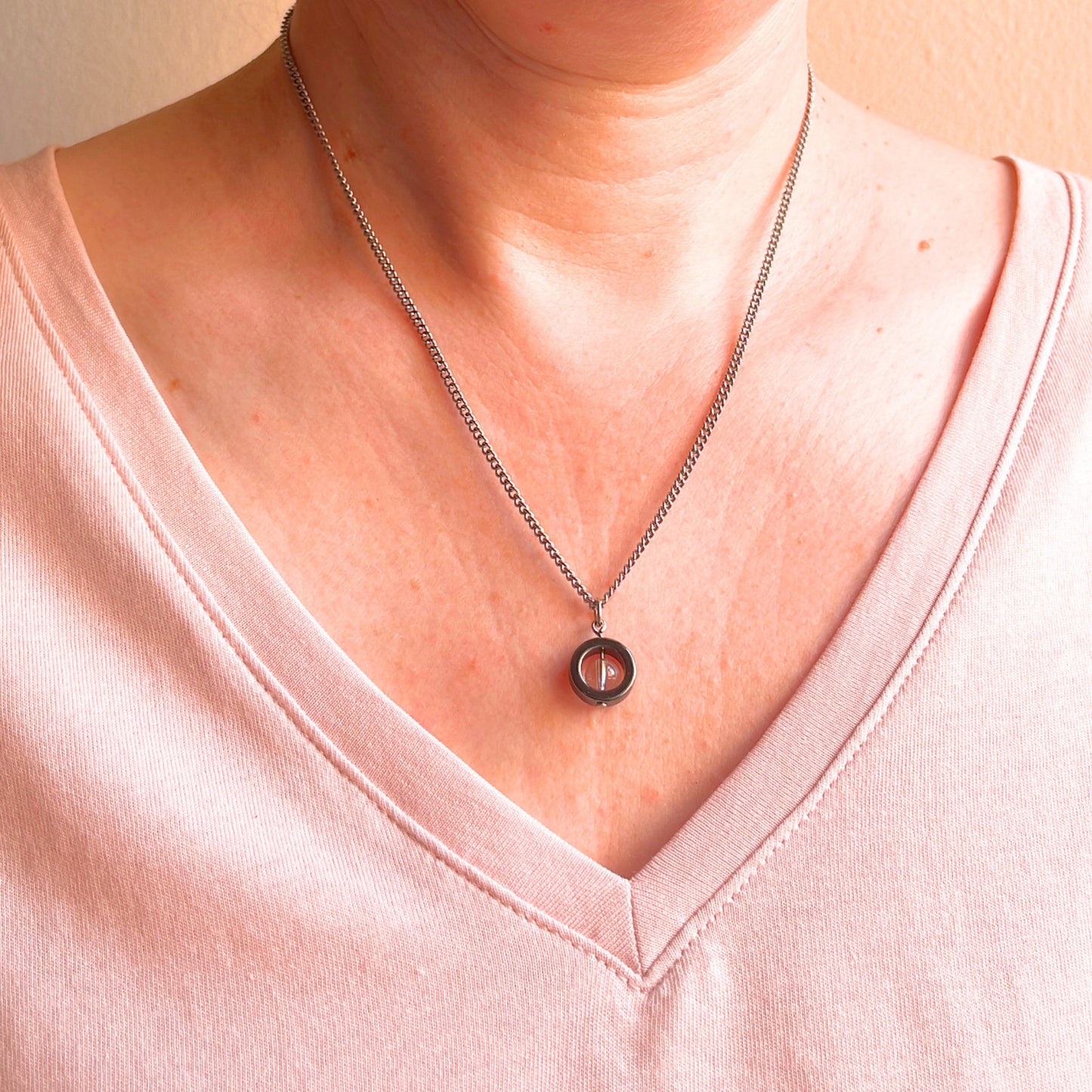 Rock Crystal Fidget Spinner Necklace