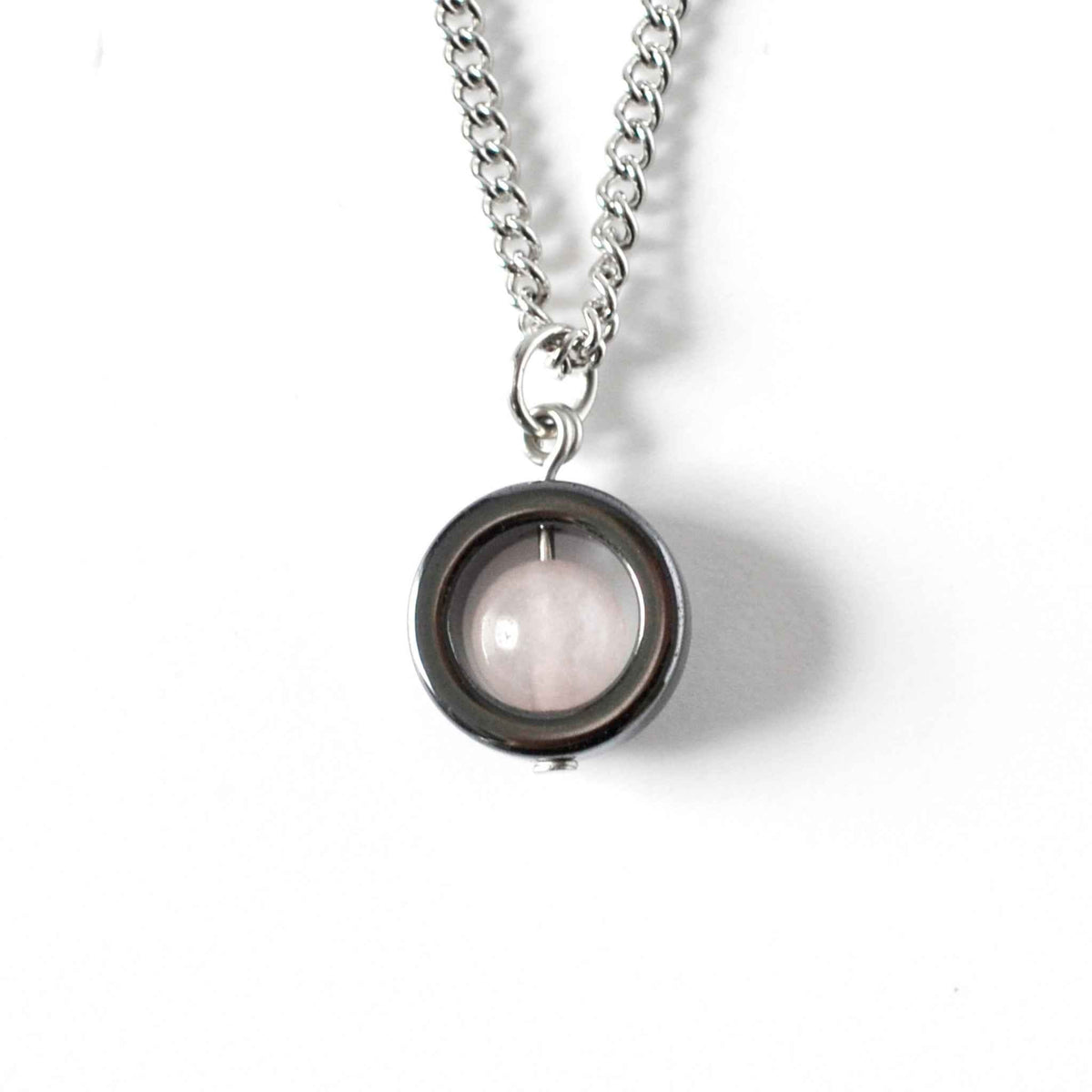 Anxiety Spinner Necklace, Gemstone Fidget Pendant