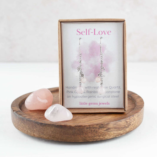 Gemstones for self love drop earrings in eco friendly gift box