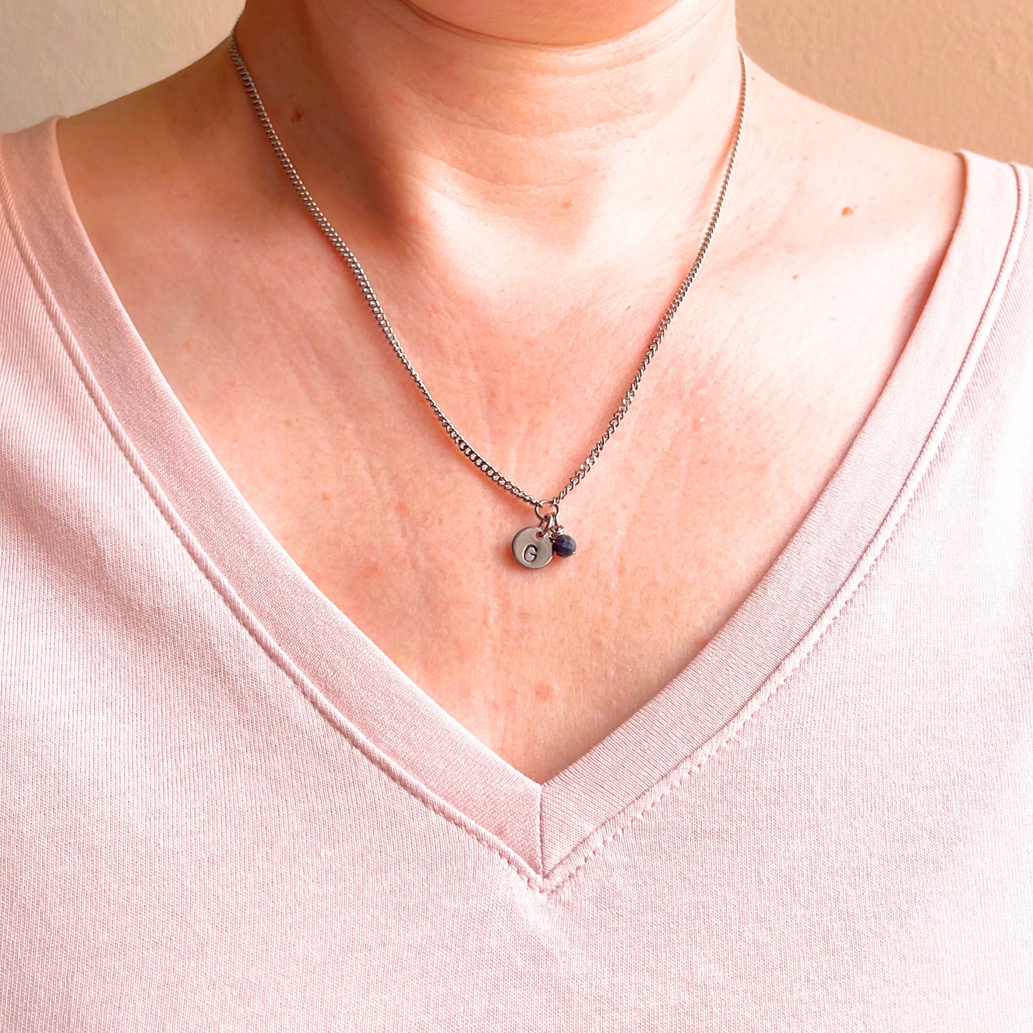 September Birthstone Initial Necklace