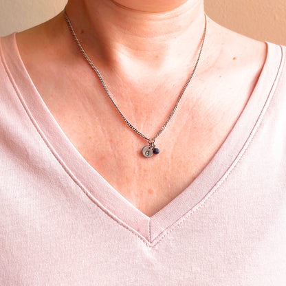 September Birthstone Initial Necklace