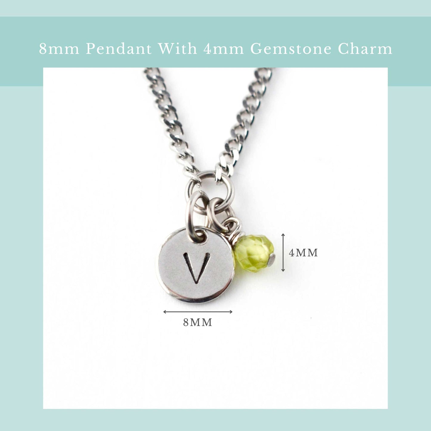 August Birthstone Initial Necklace