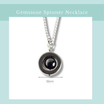 Size guide for Onyx gemstone spinner necklace, width 12mm.
