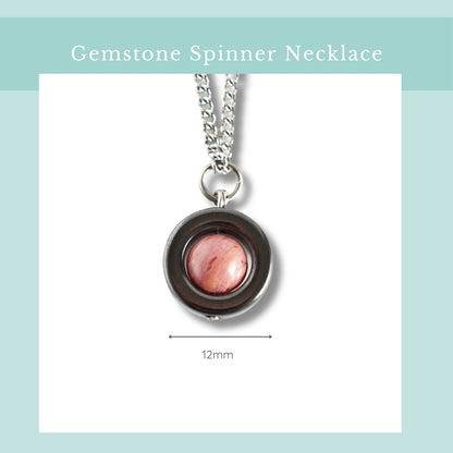 Size guide for Rhodonite fidget pendant, width 12mm.