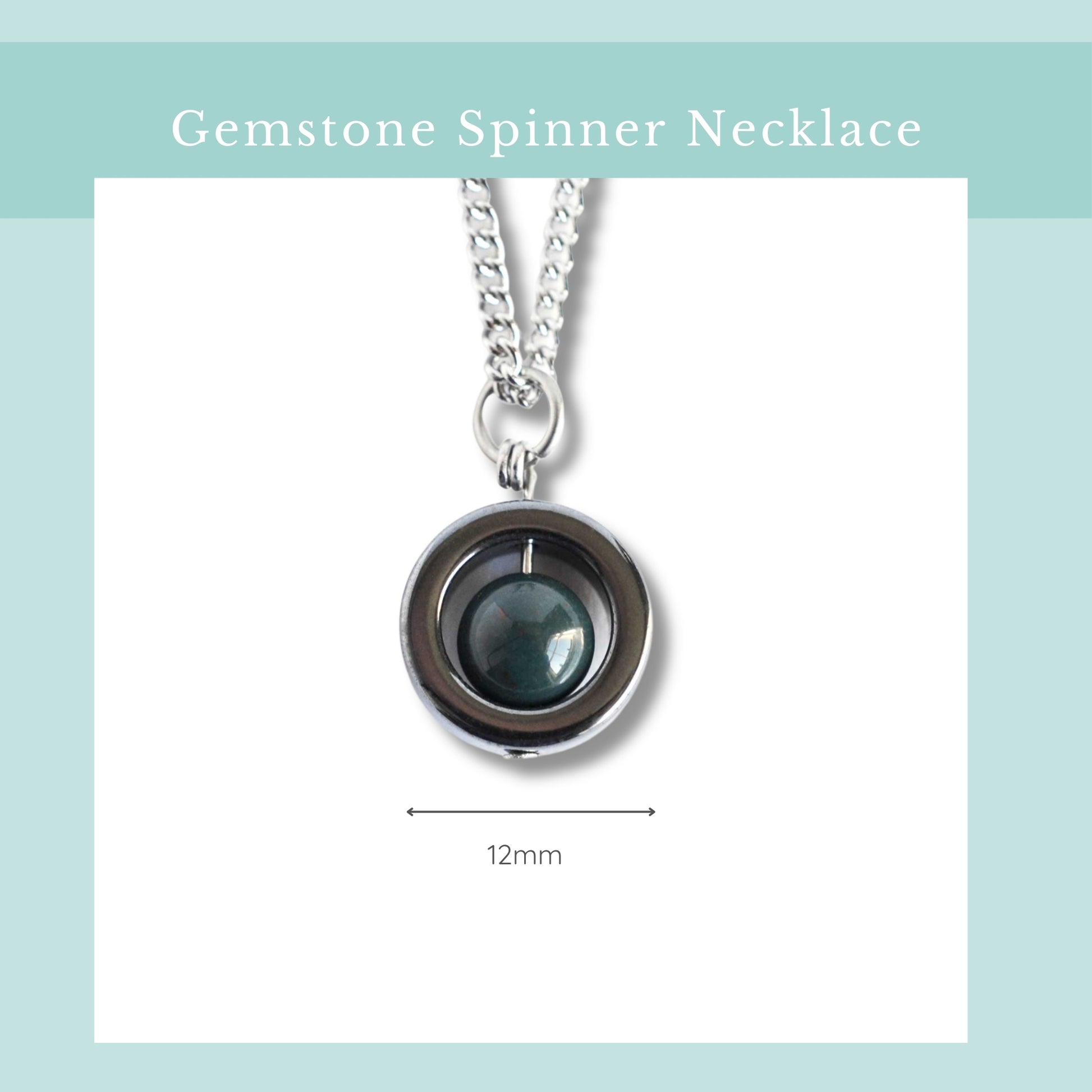 Size guide Bloodstone spinner necklace, width 12mm.